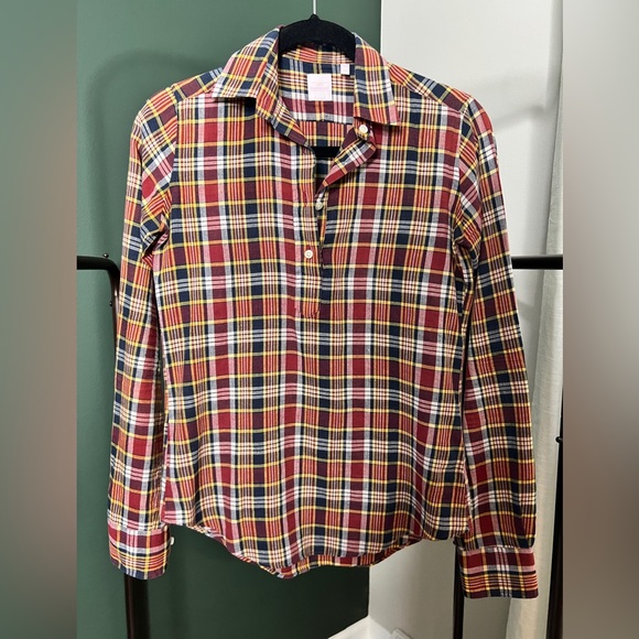 Ann Mashburn Plaid Popover Top size XS